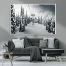 Snowy Pines Wall Art Canvas Print – Framed Ski Lift Winter