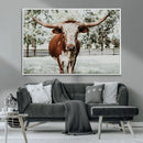 Texas Longhorn Wall Art Canvas Print – Framed Spotted Bull