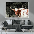 Texas Longhorn Wall Art Canvas Print – Framed Spotted Bull by MyGreatCanvas | Canvas Wall Art Prints | Photo Prints & Wall Decor