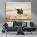 Texas Longhorn Wall Art Canvas Print – Framed Brown Horned