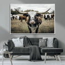Texas Longhorn Wall Art – Framed Speckled Cow Canvas by MyGreatCanvas | Canvas Wall Art Prints | Photo Prints & Wall Decor