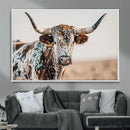 Texas Longhorn Wall Art – Framed Speckled Cow Canvas by MyGreatCanvas | Canvas Wall Art Prints | Photo Prints & Wall Decor