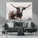 Texas Longhorn Wall Art Canvas Print – Framed Spotted Bull by MyGreatCanvas | Canvas Wall Art Prints | Photo Prints & Wall Decor