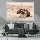 Texas Longhorn Wall Art Canvas Print – Framed Resting Bull by MyGreatCanvas | Canvas Wall Art Prints | Photo Prints & Wall Decor