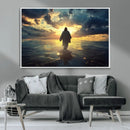 Jesus Walks Wall Art Canvas Print – Framed Divine Sunset by MyGreatCanvas | Canvas Wall Art Prints | Photo Prints & Wall Decor