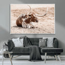 Texas Longhorn Wall Art Canvas Print – Framed Resting Bull by MyGreatCanvas | Canvas Wall Art Prints | Photo Prints & Wall Decor
