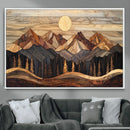 Wood Mountain Wall Art Canvas Print – Framed Boho Abstract