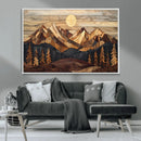Wood Mountain Landscape Wall Art Canvas Print – Framed