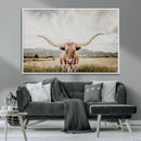 Texas Longhorn Wall Art Canvas Print – Framed Western Cow