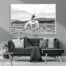 White Horse Wall Art Canvas Print – Framed Woman Rider