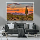 Saguaro Cactus Wall Art Canvas Print – Framed Arizona Sunset
