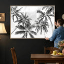 Black and White Palm Wall Art Canvas Print – Framed