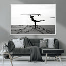 Yoga Surf Wall Art Canvas Print – Framed Black White Shore by MyGreatCanvas | Canvas Wall Art Prints | Photo Prints & Wall Decor