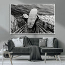 Black and White Surfing Wall Art Canvas Print – Framed by MyGreatCanvas | Canvas Wall Art Prints | Photo Prints & Wall Decor