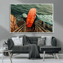 Surfer Stairway Wall Art – Framed Ocean Surf Canvas Artwork, by MyGreatCanvas | Canvas Wall Art Prints | Photo Prints & Wall Decor