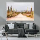 Desert Cactus Lined Road Wall Art Canvas Print – Framed by MyGreatCanvas | Canvas Wall Art Prints | Photo Prints & Wall Decor