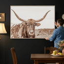 Longhorn Cow Wall Art Canvas Print – Framed Texas Ranch
