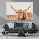 Longhorn Bull Wall Art Canvas Print – Framed Western Cow