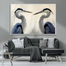 Blue Heron Pair Wall Art Canvas Print – Framed Coastal Bird