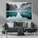Mountain Lake Wall Art Canvas Print – Framed Toblacher See