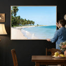 Palm Tree Coast Wall Art Canvas Print – Framed Island Getaway with Crystal Blue Water Scenic Artwork for Home, Office by MyGreatCanvas | Canvas Wall Art Prints | Photo Prints & Wall Decor