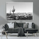 Saguaro Cactus Wall Art Canvas Print – Framed Monochrome