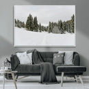 Frosty Pines Wall Art Canvas Print – Framed Silent Snowfall