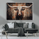 Rustic Longhorn Bull Wall Art Canvas Print – Vintage Western by MyGreatCanvas | Canvas Wall Art Prints | Photo Prints & Wall Decor