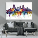 Atlanta Skyline Wall Art Canvas Print – Framed Colorful