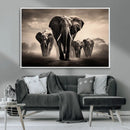 Elephant Family Wall Art Canvas Print, Framed Elephant Wall