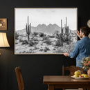 Black White Arizona Desert Canvas Wall Art Cactus Farmhouse