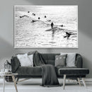 Black White Surfers Wall Art Canvas Print – Riding Gentle by MyGreatCanvas | Canvas Wall Art Prints | Photo Prints & Wall Decor