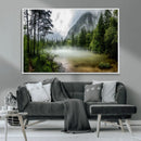 Misty Lake Forest Green Trees Calm Water Reflection Mountain by MyGreatCanvas | Canvas Wall Art Prints | Photo Prints & Wall Decor