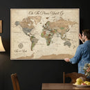 Personalized Custom World Map Wall Art Canvas Print – Travel