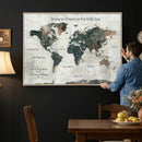 Personalized Push Pin World Map Canvas Print – Custom Framed