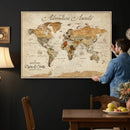 Vintage Custom Push Pin Map Print – Custom Adventure Travel