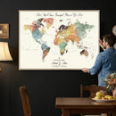 Detailed Custom World Map Print – Framed Custom Push Pin