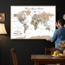 Customized Push Pin World Map Wall Art Canvas Print with