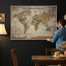 Personalized World Map Wall Art Canvas Print – Custom Push by MyGreatCanvas | Canvas Wall Art Prints | Photo Prints & Wall Decor