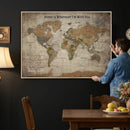 Personalized World Map Wall Art Canvas Print – Custom Push