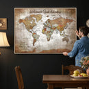 Personalized Vintage Map Wall Art Canvas Print – Custom Push