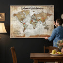Personalized World Map Wall Art Canvas Print – Custom Push
