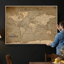 Personalized World Map Wall Art – Custom Framed Push Pin by MyGreatCanvas | Canvas Wall Art Prints | Photo Prints & Wall Decor