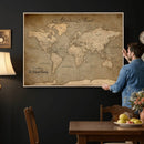 Personalized World Map Wall Art – Custom Framed Push Pin