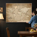 Personalized World Map Wall Art – Customizable Push Pin Map