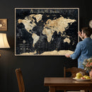 Personalized World Map Wall Art – Custom Framed Push Pin