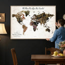 Personalized Push Pin World Map Canvas Print – Custom Framed