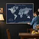 Framed Personalized World Map Custom Travel Memory Gift