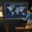 Framed Personalized World Map Custom Travel Memory Gift