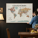 Custom Framed World Map Canvas Print – Personalized Push Pin